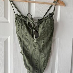 Aerie Sage Green Floral One-Piece